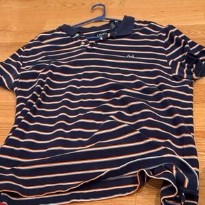 Chaps Navy Polo with White and Orange Stripes